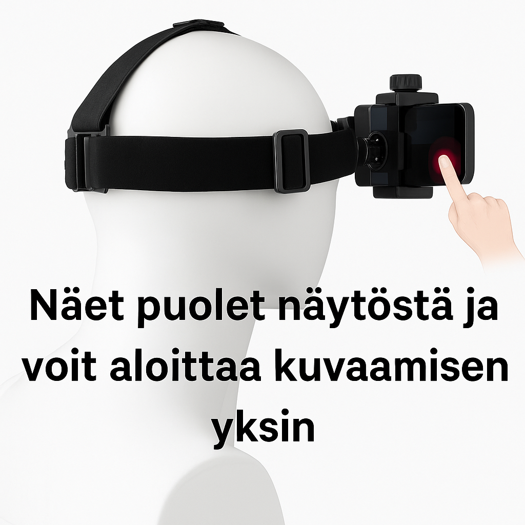 HandsFree Puhelinteline Päähän - vapaat kädet videoihin ja striimaukseen, sekä vapaa liikkuminen ja vakaat videot