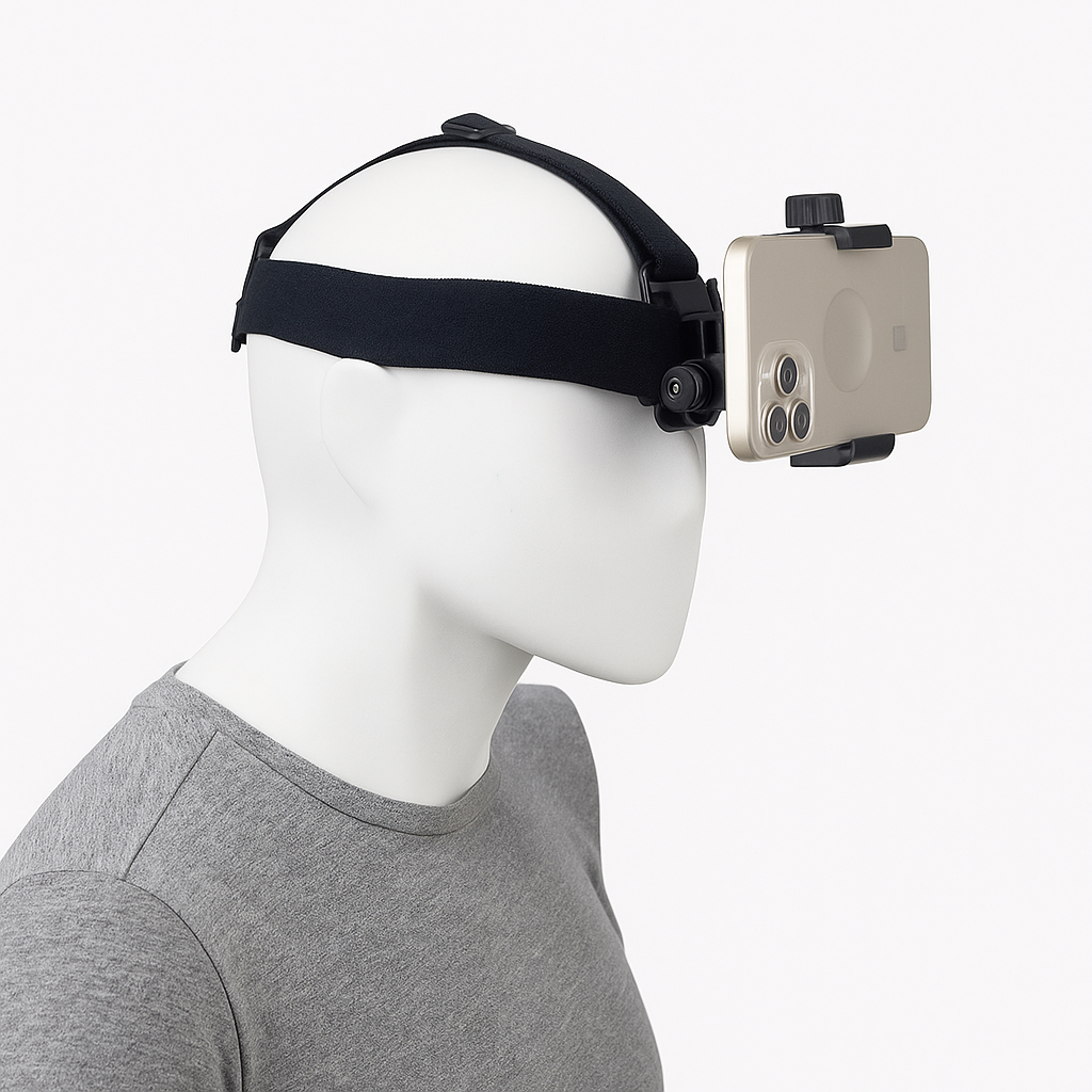 HandsFree Puhelinteline Päähän - vapaat kädet videoihin ja striimaukseen, sekä vapaa liikkuminen ja vakaat videot