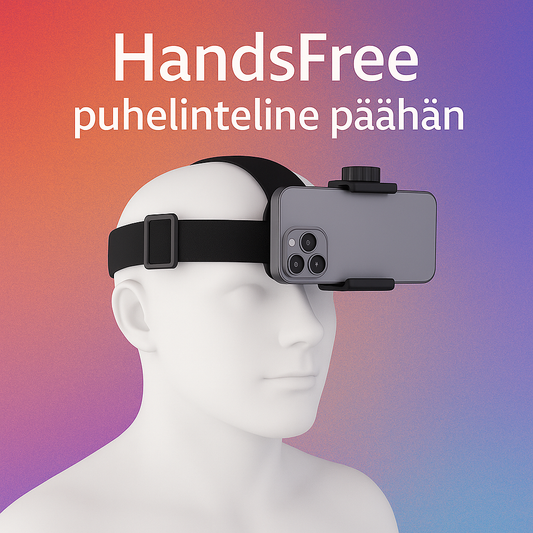 HandsFree Puhelinteline Päähän - vapaat kädet videoihin ja striimaukseen, sekä vapaa liikkuminen ja vakaat videot